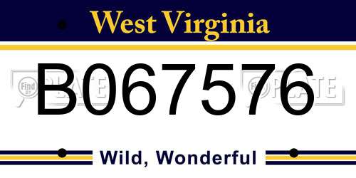 B067576 West Virginia License Plate