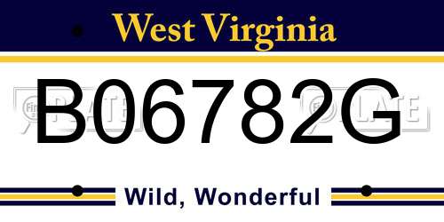B06782G West Virginia License Plate