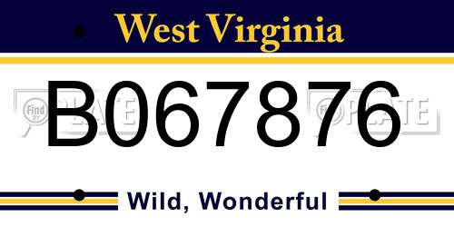 B067876 West Virginia License Plate