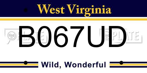 B067UD West Virginia License Plate