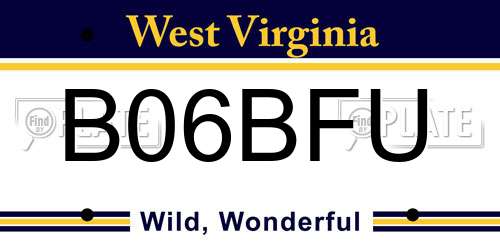 B06BFU West Virginia License Plate