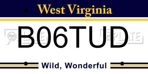B06TUD West Virginia License Plate