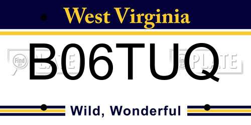 B06TUQ West Virginia License Plate