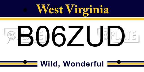 B06ZUD West Virginia License Plate