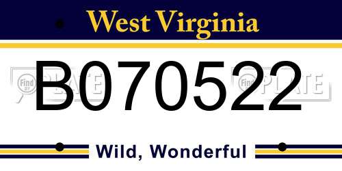 B070522 West Virginia License Plate