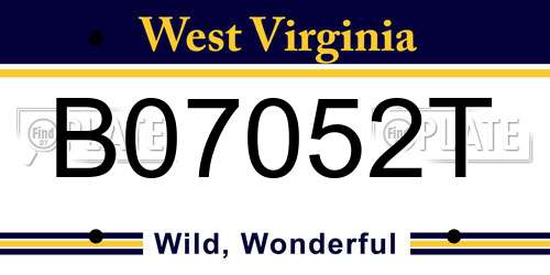 B07052T West Virginia License Plate