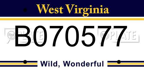 B070577 West Virginia License Plate
