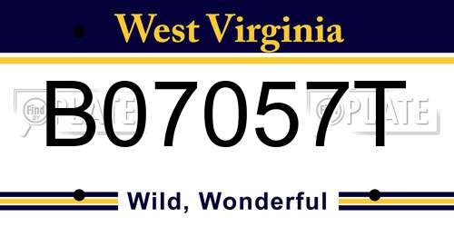 B07057T West Virginia License Plate