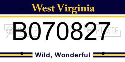 B070827 West Virginia License Plate