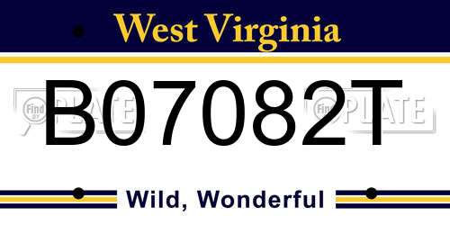 B07082T West Virginia License Plate