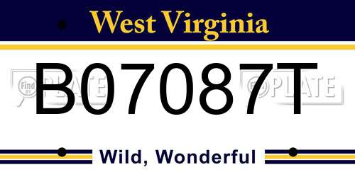 B07087T West Virginia License Plate