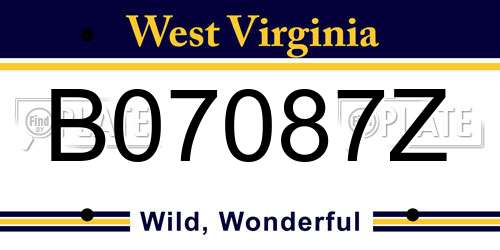 B07087Z West Virginia License Plate