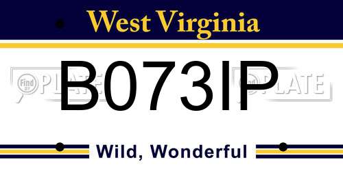 B073IP West Virginia License Plate