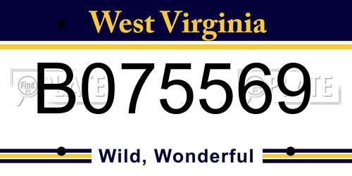 B075569 West Virginia License Plate