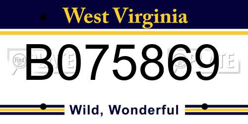 B075869 West Virginia License Plate