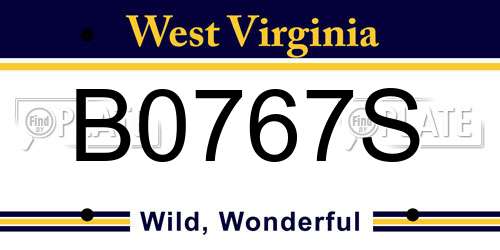 B0767S West Virginia License Plate