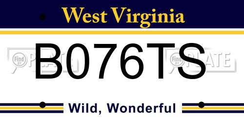 B076TS West Virginia License Plate