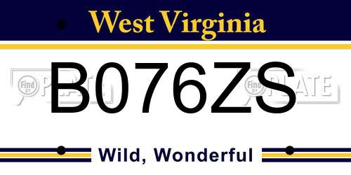 B076ZS West Virginia License Plate