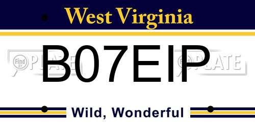 B07EIP West Virginia License Plate