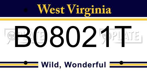 B08021T West Virginia License Plate