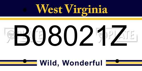 B08021Z West Virginia License Plate