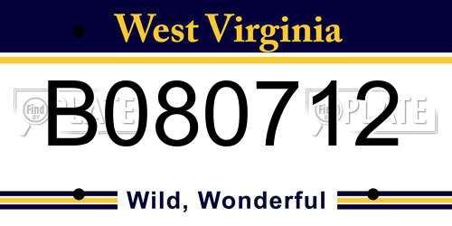 B080712 West Virginia License Plate