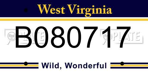 B080717 West Virginia License Plate