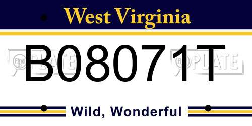 B08071T West Virginia License Plate