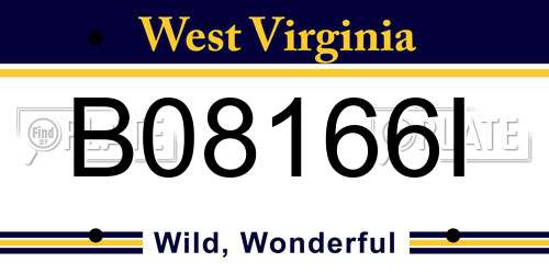 B08166I West Virginia License Plate