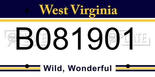 B081901 West Virginia License Plate