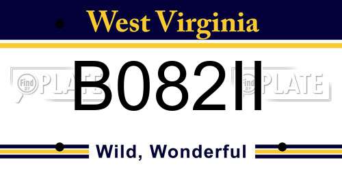 B082II West Virginia License Plate