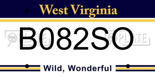 B082SO West Virginia License Plate