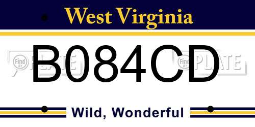 B084CD West Virginia License Plate