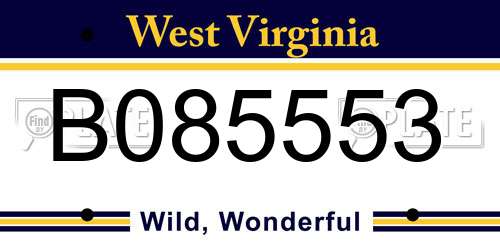 B085553 West Virginia License Plate