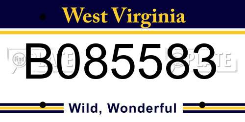 B085583 West Virginia License Plate