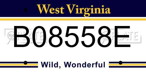 B08558E West Virginia License Plate