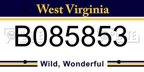 B085853 West Virginia License Plate
