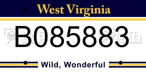 B085883 West Virginia License Plate