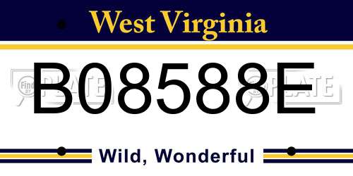 B08588E West Virginia License Plate