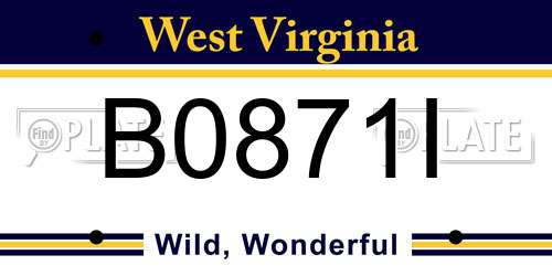 B0871I West Virginia License Plate