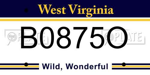 B0875O West Virginia License Plate