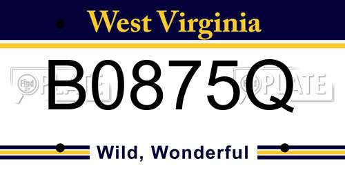 B0875Q West Virginia License Plate