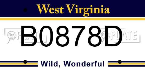 B0878D West Virginia License Plate