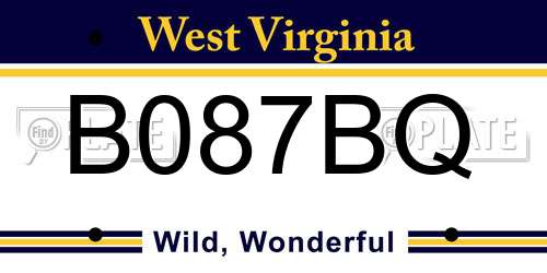 B087BQ West Virginia License Plate