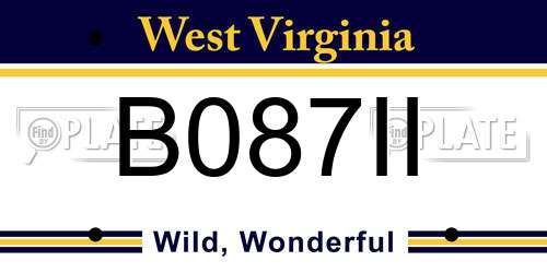 B087II West Virginia License Plate