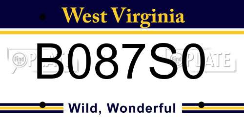 B087S0 West Virginia License Plate