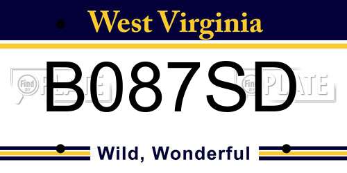 B087SD West Virginia License Plate