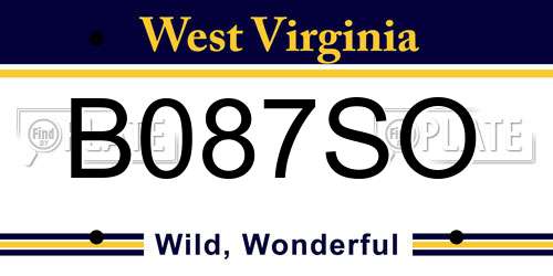 B087SO West Virginia License Plate