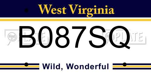B087SQ West Virginia License Plate