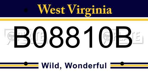 B08810B West Virginia License Plate